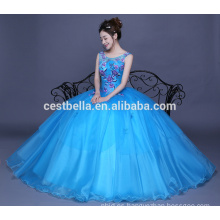 2017 organza ruffle vestidos de quinceanera occidental vestido de baile azul vestidos de cóctel diseños